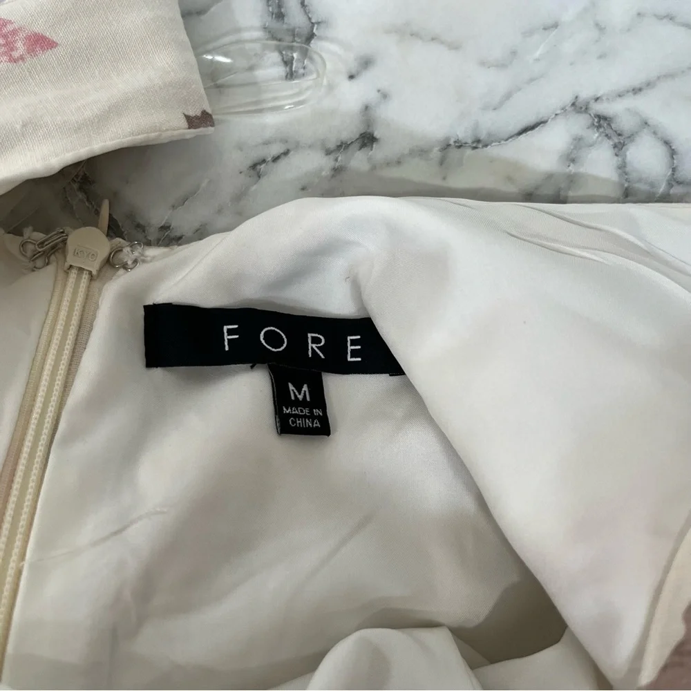 Fore Blossoming In Nature Floral Mini Dress (Ivory Multi) Square Neckline Pastel - Picture 13 of 13